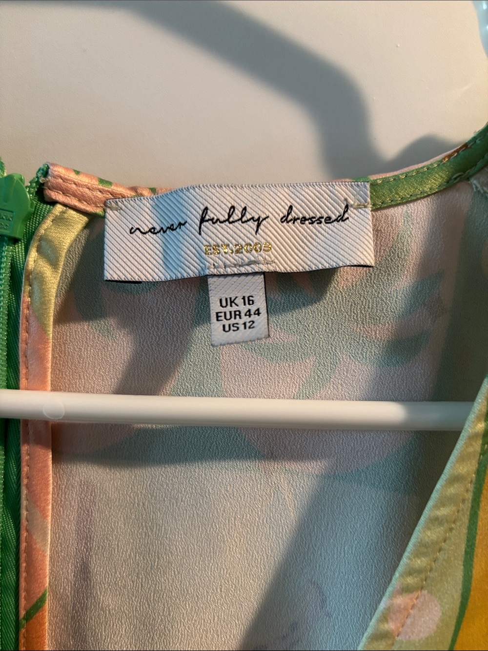 Never Fully Dressed Green and Pink Printed V-Neck Mini Dress - Picture 2 of 7